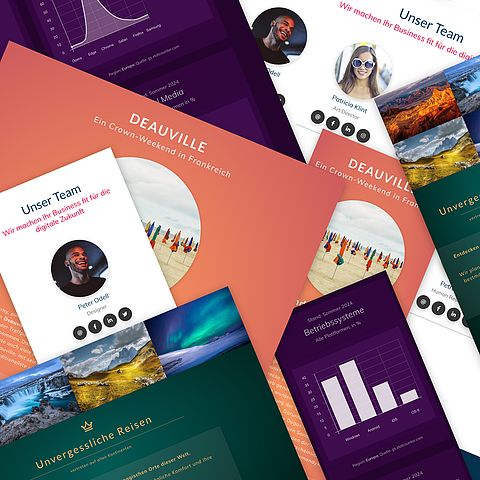 Website layouts with optimized display on various end devices - from smartphones to tablets and desktops.