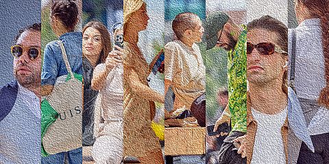 Portraits of people in everyday situations - summery, urban, stylized like an oil painting. Photographed and edited by the Bluesun photo team in summer 2024.